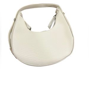 Saddle style adjustable straps white handbag